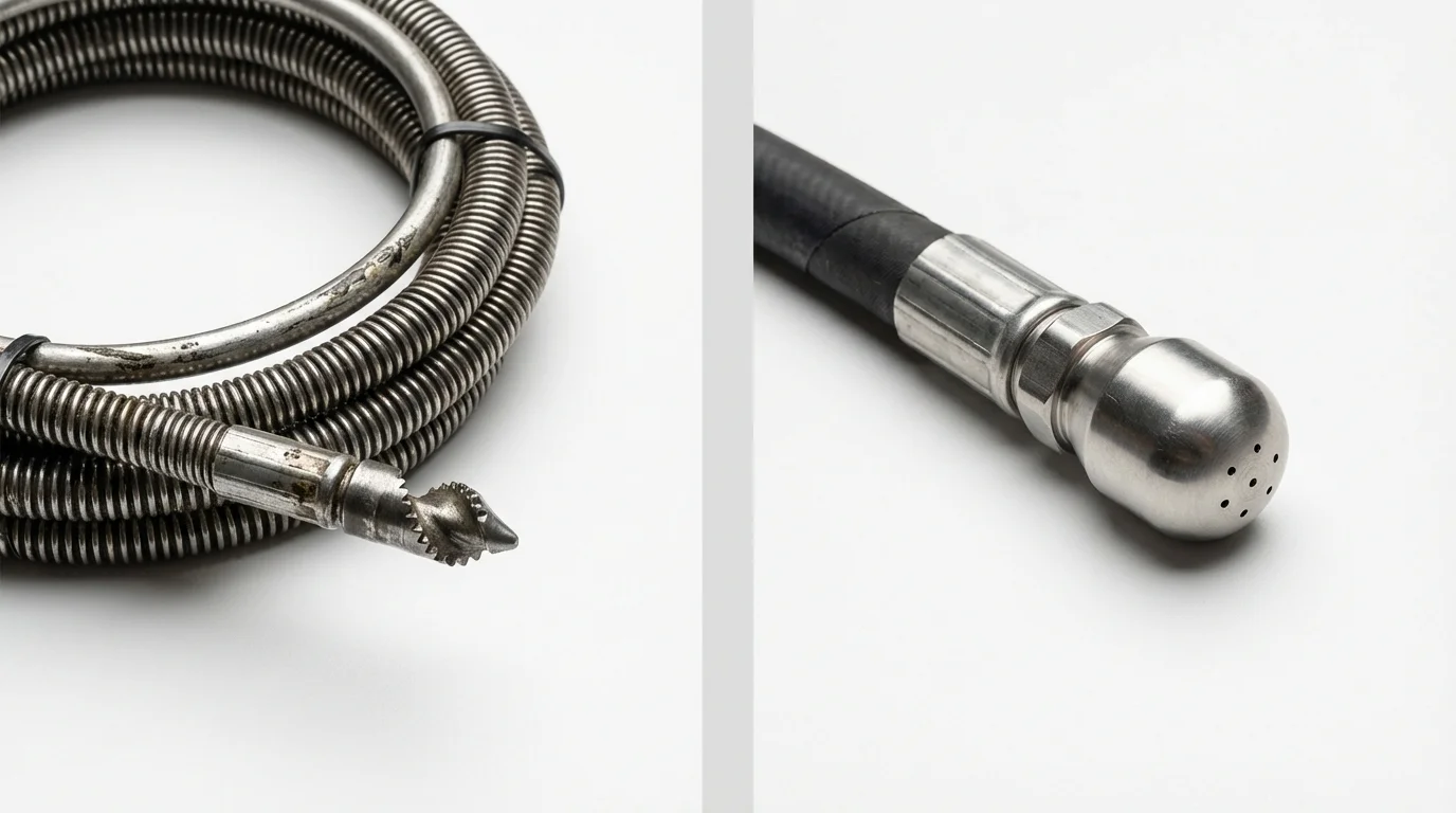 Drain snake cable and hydro jetting nozzle used for drain cleaning in Castle Dale, UT