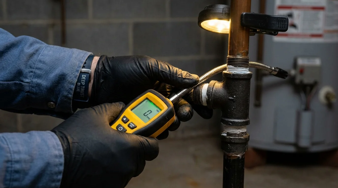 Gas leak detection with electronic sniffer by Johns Plumbing LLC in Castle Dale