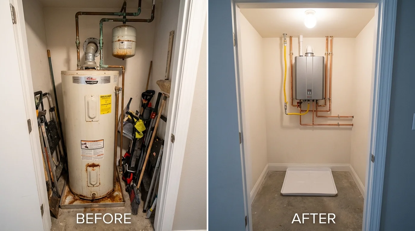 Tank water heater versus wall-mounted tankless unit comparison for Castle Dale, UT homeowners